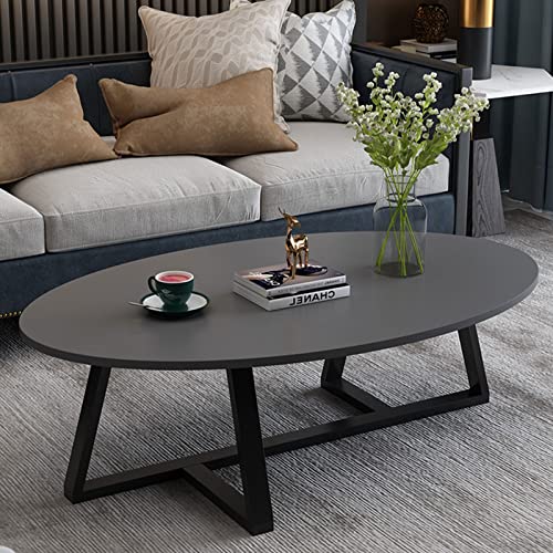 Moderner ovaler Couchtisch für Wohnzimmer, Industrie-Stil, mit Holzplatte und Metallbeinen, einfache Montage, dekorativer Akzent für Sofa und stilvoller Beistelltisch von Generisch