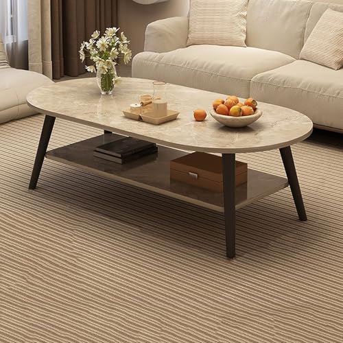 Moderner ovaler Couchtisch mit 2-stöckigem Regal, Massivholzbeinen, stilvoller Akzent für kleine Wohnräume, einfache Montage, Cocktailtisch, modernes Design, funktionaler Mitteltisch Moderner ovaler Couchtisch mit 2-stöckigem Regal, Massivholzbeinen, stilvoller Akzent für kleine Wohnräume, einfache Montage, Cocktailtisch, modernes Design, funktionaler Mitteltisch von Generisch