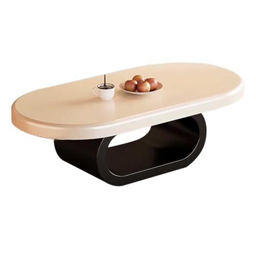 Moderner ovaler Couchtisch mit Stauraum, kompaktes Design für kleine Räume, einfache Montage, stabiler Beistelltisch für Wohnzimmer oder Sofa, Schwarz (130 x 70 cm) von Generisch