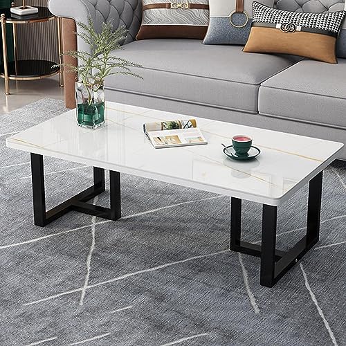 Moderner rechteckiger Couchtisch mit Tischplatte aus gehärtetem Glas und Metallbeinen, stilvoller Akzenttisch für Wohnzimmer, Büro oder Balkon von Generisch