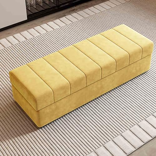 Moderner rechteckiger Polsterhocker mit Stauraum, gepolsterter Pouf mit Massivholzrahmen, Schuhaufbewahrung für den Eingangsbereich, perfekt für Schlafzimmer und Wohnzimmer (Beige 150 x 45 cm) von Generisch