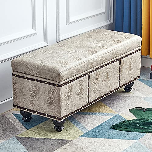 Moderner rechteckiger Sitzhocker mit Hebebügel, Kunstleder, Fußstütze, dekorativ für Wohnzimmer und Schlafzimmer, Farbe: Khaki, 60 x 40 x 45 cm von Generisch