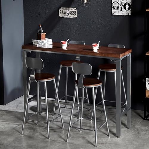 Moderner rechteckiger Stehtisch im industriellen Stil – Tischplatte aus massivem Kiefernholz und stabiles Metallgestell, stilvoller Couchtisch für den Außenbereich für Esszimmer oder Terrass Moderner rechteckiger Stehtisch im industriellen Stil – Tischplatte aus massivem Kiefernholz und stabiles Metallgestell, stilvoller Couchtisch für den Außenbereich für Esszimmer oder Terrass von Generisch