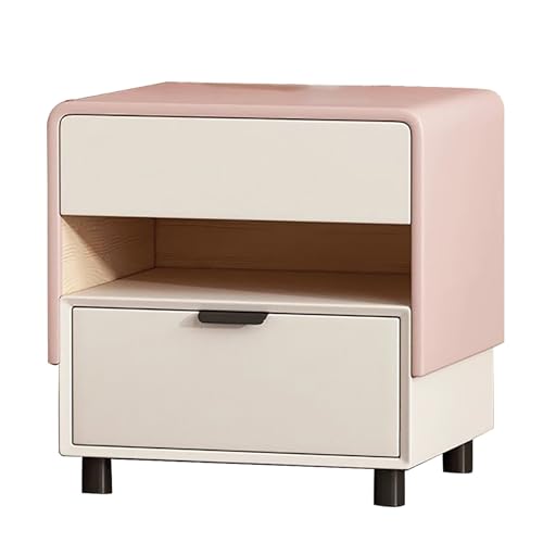 Moderner rosa Nachttisch mit Schublade, niedliche und kleine Kommode aus Holz für Schlafzimmer, kompaktes Design (40 x 40 x 53 cm) von Generisch
