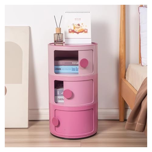 Moderner rosa Nachttisch mit Schubladen, stilvoller Nachttisch, Aufbewahrungseinheit, Schiebetür-Design, ideal für Schlafzimmer, Beistelltisch, kompakte Aufbewahrungslösung (mittel) von Generisch