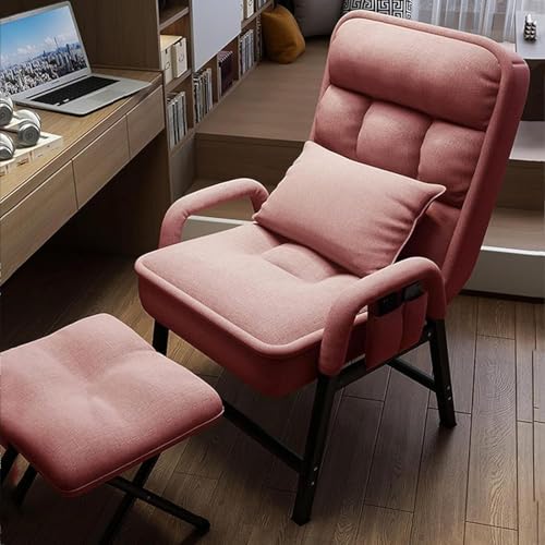 Moderner rosa Samt Ohrensessel mit Liegefunktion und Hocker | Stylischer Sessel für Wohnzimmer und Schlafzimmer von Generisch