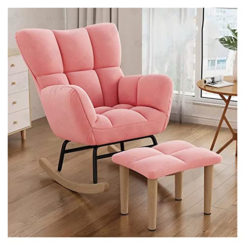 Moderner rosa getufteter Wingback Schaukelstuhl mit Fußhocker, bequeme Liege für Wohnzimmer/Schlafzimmer von Generisch