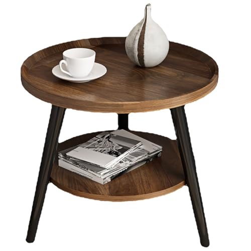 Moderner runder Couchtisch, einfacher zweistöckiger Beistelltisch für Wohnzimmer/Nachttisch, Teetisch aus Holz, 50 x 50 x 48 cm, stilvolles Design, vielseitige Wohnmöbel, Farbe A Moderner runder Couchtisch, einfacher zweistöckiger Beistelltisch für Wohnzimmer/Nachttisch, Teetisch aus Holz, 50 x 50 x 48 cm, stilvolles Design, vielseitige Wohnmöbel, Farbe A von Generisch