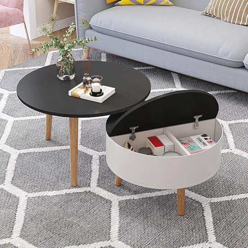 Moderner runder Couchtisch, stapelbares Design, schlichtes Massivholz in Rot, zeitgenössischer Akzenttisch für kleine Wohnzimmer, stilvoller Mitteltisch für Heimdekoration von Generisch