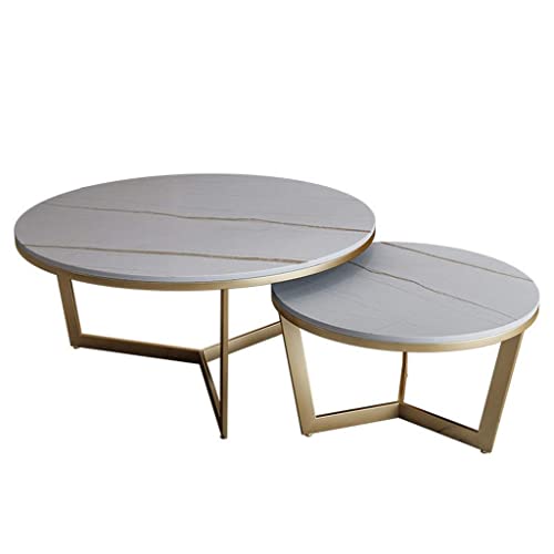 Moderner runder Couchtisch 2er Set mit Ablageablage Nesting End/Beistelltische für Wohnzimmer Metallgestell Beine Sofatisch Coctail Tisch Moderner runder Couchtisch 2er Set mit Ablageablage Nesting End/Beistelltische für Wohnzimmer Metallgestell Beine Sofatisch Coctail Tisch von Generisch