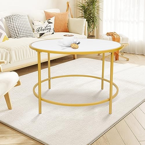 Moderner runder Couchtisch im Marmor-Stil mit Halterung aus gehärtetem Glas, elegante Wohnzimmermöbel, perfekt für Aperitif, modernes Design für Ihr Zuhause Moderner runder Couchtisch im Marmor-Stil mit Halterung aus gehärtetem Glas, elegante Wohnzimmermöbel, perfekt für Aperitif, modernes Design für Ihr Zuhause von Generisch