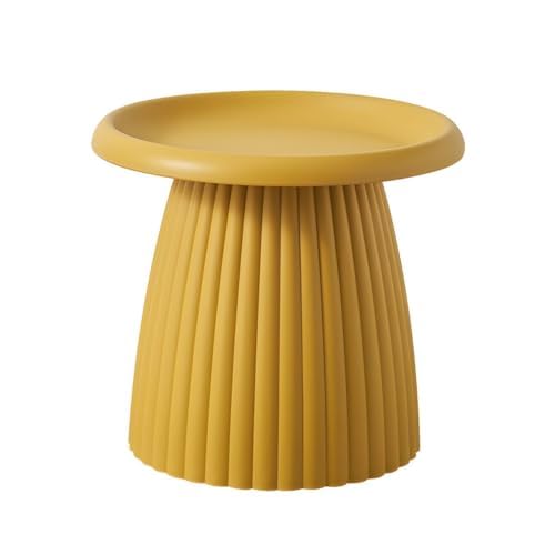 Moderner runder Couchtisch mit Sockel – kleiner Mini-Beistelltisch aus Kunststoff für Balkon – schlichtes nordisches Design von Generisch