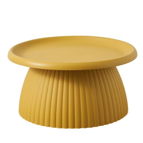 Moderner runder Couchtisch mit Sockel – kleiner Mini-Beistelltisch aus Kunststoff für Balkon – schlichtes nordisches Design von Generisch