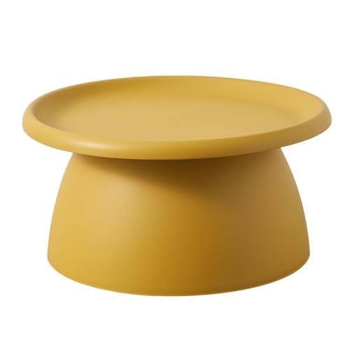 Moderner runder Couchtisch mit Sockel – kleiner Mini-Beistelltisch aus Kunststoff für Balkon – schlichtes nordisches Design von Generisch