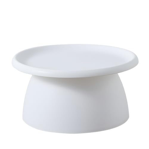 Moderner runder Couchtisch mit Standfuß, Kunststoff, kleiner Beistelltisch für Balkon, schlichtes nordisches Design, 28 L x 28 B x 14 H von Generisch