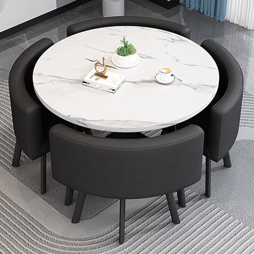 Moderner runder Esstisch für Büro Empfangsraum Club Verhandlungstisch und Café Balkon Wohnzimmer Schlichtes Design in Schwarz Moderner runder Esstisch für Büro Empfangsraum Club Verhandlungstisch und Café Balkon Wohnzimmer Schlichtes Design in Schwarz von Generisch