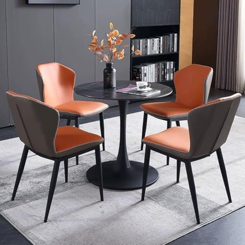 Moderner runder Esstisch und Stühle Set für Büro Empfangsraum in leuchtendem Orange Business Konferenztisch mit 4 Stühlen für Club oder Geschäftstreffen Moderner runder Esstisch und Stühle Set für Büro Empfangsraum in leuchtendem Orange Business Konferenztisch mit 4 Stühlen für Club oder Geschäftstreffen von Generisch