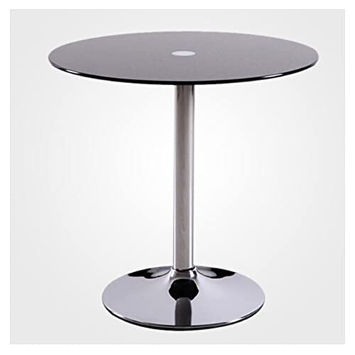 Moderner runder Glas-Esstisch, 70 cm, Bistrotisch für 2 und 4 Personen, stilvoller Chromsockel, elegantes schwarzes Finish, perfekt für Küche und Frühstücksecke. von Generisch