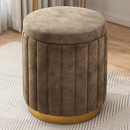 Moderner runder Hocker für Wohnzimmer, Schlafzimmer, Waschtisch, Fußstütze, abnehmbarer Deckel, Pilz-Design, stilvoller Ottomane, weich gepolstert, Akzentmöbel von Generisch
