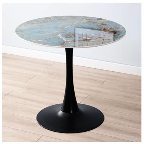 Moderner runder Marmor-Bistrotisch mit Metallsockel – 80 cm weißer Esstisch für 4 stilvolle Couchtische für Küche, Esszimmer und Wohnzimmer von Generisch