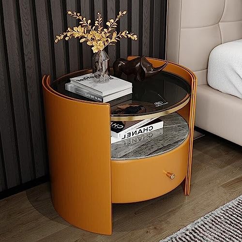 Moderner runder Nachttisch mit Schubladen - Multifunktionaler Massivholzschrank für Schlafzimmer Moderner runder Nachttisch mit Schubladen - Multifunktionaler Massivholzschrank für Schlafzimmer von Generisch