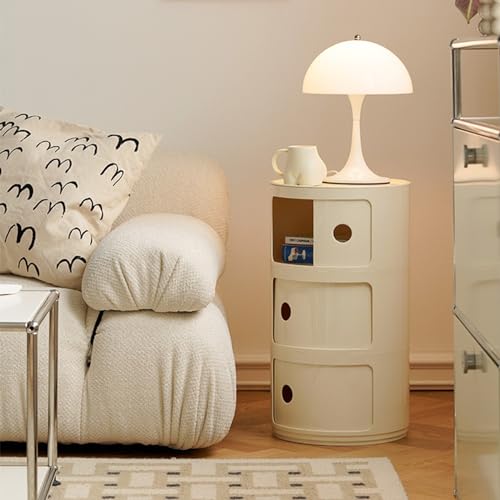 Moderner runder Nachttisch mit abnehmbarer Schiebetür, Nachttisch, Beistelltisch aus Kunststoff, für Schlafzimmer/Badezimmer/Büro, kompakte und stilvolle Aufbewahrungsbox Moderner runder Nachttisch mit abnehmbarer Schiebetür, Nachttisch, Beistelltisch aus Kunststoff, für Schlafzimmer/Badezimmer/Büro, kompakte und stilvolle Aufbewahrungsbox von Generisch