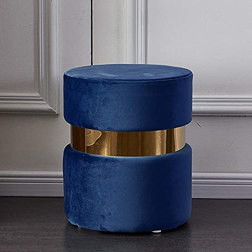 Moderner runder Sitzhocker aus Samt – dicker gepolsterter Sitz mit Goldrand, ideal für Wohn- oder Schlafzimmer-Dekoration von Generisch