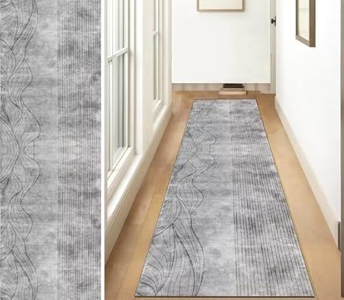 Moderner rutschfester Läufer, 50 x 450 cm, Grau, für Küche, Flur, Teppich, vielseitige Polyester-Matten für Wohn- und Esszimmer, anpassbarer Bodenbelag Moderner rutschfester Läufer, 50 x 450 cm, Grau, für Küche, Flur, Teppich, vielseitige Polyester-Matten für Wohn- und Esszimmer, anpassbarer Bodenbelag von Generisch