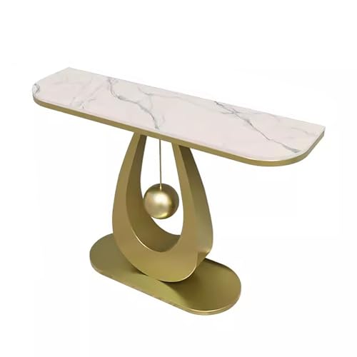 Moderner schmaler Eingangstisch, minimalistischer Konsolentisch mit Kugelakzent für Flur, Wohnzimmer und Büro, Dekor, 99,8 cm, Pfirsichholz-Schwarz von Generisch
