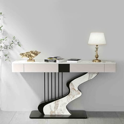 Moderner schmaler Konsolentisch mit Schubladen, geometrischer Metallrahmen, Sofatisch für Wohnzimmer und Flur, 120 cm, beige Eingangsmöbel Moderner schmaler Konsolentisch mit Schubladen, geometrischer Metallrahmen, Sofatisch für Wohnzimmer und Flur, 120 cm, beige Eingangsmöbel von Generisch