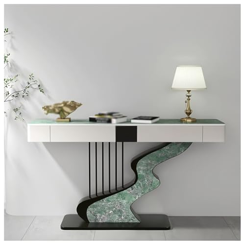 Moderner schmaler Konsolentisch mit Steinplatte & Metallfuß, 2 Schubladen Lagerregal für Flur, Wohnzimmer, Foyer, geometrisches Rahmendesign Moderner schmaler Konsolentisch mit Steinplatte & Metallfuß, 2 Schubladen Lagerregal für Flur, Wohnzimmer, Foyer, geometrisches Rahmendesign von Generisch
