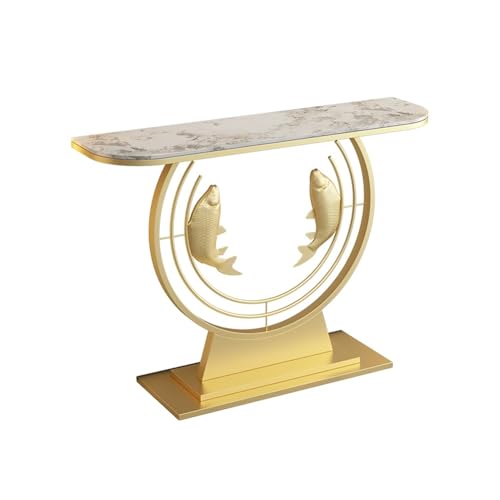Moderner schmaler Konsolentisch mit geometrischem Metallfuß und Tischplatte aus Kunstmarmor, ideal für Eingangsbereich, Flur, Wohnzimmer oder Büro Moderner schmaler Konsolentisch mit geometrischem Metallfuß und Tischplatte aus Kunstmarmor, ideal für Eingangsbereich, Flur, Wohnzimmer oder Büro von Generisch