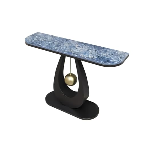 Moderner schmaler Konsolentisch mit geometrischem Metallsockel, stilvoller Sofatisch für Wohnzimmer, Flur, Eingang von Generisch