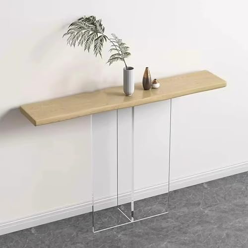 Moderner schmaler Sofatisch mit transparenten Acryl-Beinen – stilvoller Konsolentisch für Wohnzimmer und Eingangsbereich – einfache Montage – Beige (119,4 x 30,5 x 74,9 cm) von Generisch