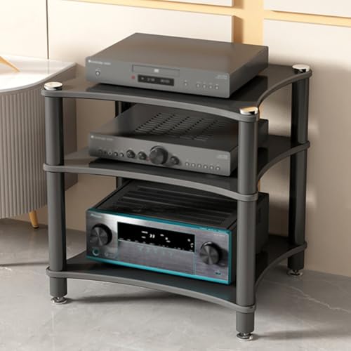 Moderner schwarzer AV-Media-Ständer mit 3/4 Ebenen, Eckregal für Wohnzimmer, Audio-Video-Ständer, Schrank, Aufbewahrungsschrank, Unterhaltung, Stereo-Komponenten, Regale, Gaming, Aufnahme Moderner schwarzer AV-Media-Ständer mit 3/4 Ebenen, Eckregal für Wohnzimmer, Audio-Video-Ständer, Schrank, Aufbewahrungsschrank, Unterhaltung, Stereo-Komponenten, Regale, Gaming, Aufnahme von Generisch