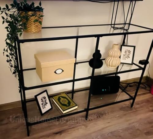 Moderner schwarzer Konsolentisch aus Metall mit Regal für Flur Display Schlankes schmales Design für zeitgenössischen Flur Zimmer großes Sideboard Regal Beistelltisch von Generisch