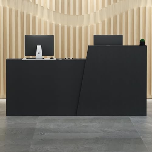 Moderner schwarzer Rezeptionstisch aus Holz mit Theke und Schubladen, stilvoller Schreibtisch für Salon, Büro, Lobby, linke Seite, Konfiguration, Größe 240 x 42 x 100 cm Moderner schwarzer Rezeptionstisch aus Holz mit Theke und Schubladen, stilvoller Schreibtisch für Salon, Büro, Lobby, linke Seite, Konfiguration, Größe 240 x 42 x 100 cm von Generisch