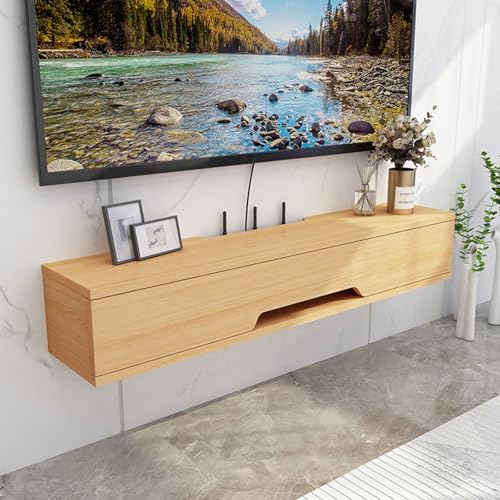 Moderner schwebender TV-Ständer – Medienkonsole aus Holz mit Schubladen und Klapptür – Entertainment-Center für Wohnzimmer und Schlafzimmer (Gelb, 150 x 20 x 18,4 cm) von Generisch