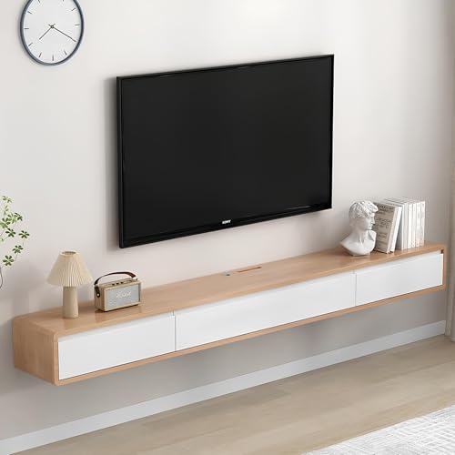 Moderner schwebender TV-Ständer mit 2 Schubladen, stilvolle Unterhaltungskonsole & Aufbewahrungsschrank, platzsparendes Design für Wohnzimmer und Schlafzimmer, schlankes Wandregal von Generisch