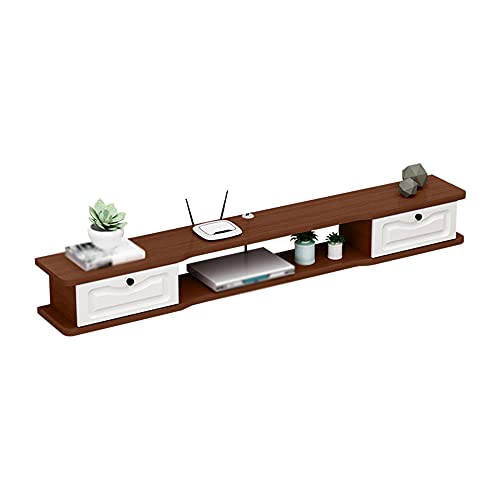 Moderner schwebender TV-Ständer mit Doppelschubladen und unterer Klappe, Design, Holz, hängend, TV-Schrank mit Drahtloch, ideal für Router, Schwarz, 140 cm von Generisch
