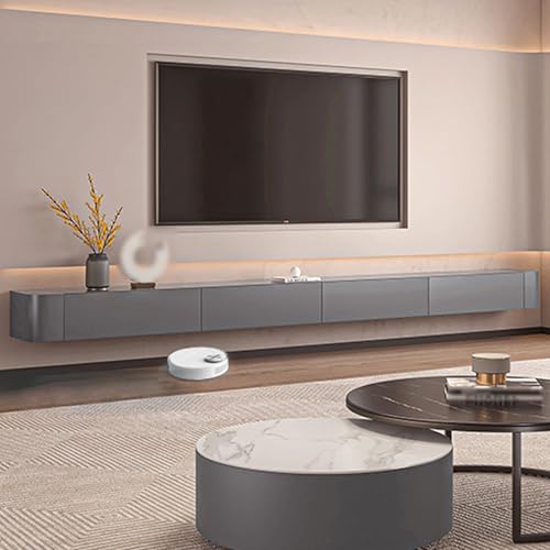 Moderner schwebender TV-Ständer mit Stauraum – Wandmontierte Medienkonsole für Wohnzimmer und Schlafzimmer – Eleganter grauer TV-Schrank mit offenen Regalen und versteckten Fächern (300 cm) von Generisch