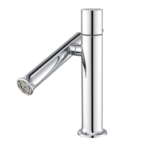 Moderner silberner drehbarer Badezimmer-Wasserhahn mit Einhebel-Spritzschutz-Luftsprudler für Küchen, schlankes Design, einfache Installation, wassersparende Oberfläche von Generisch