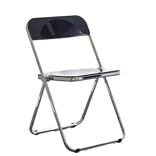 Moderner stapelbarer Acrylstuhl mit Chromrahmen, Kristallsitz für den Innen- und Außenbereich, vielseitige, transparente Möbel für Wohnzimmer und Terrasse (Farbe: Schwarz) von Generisch