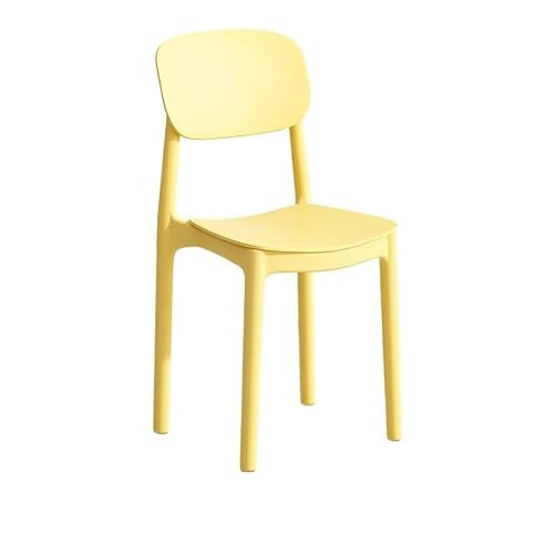 Moderner stapelbarer Esszimmerstuhl, Kunststoff, modernes Design, gelbe quadratische Rückenlehne, ergonomisch, platzsparend, perfekt für Zuhause oder Büro, Innen- und Außenbereich von Generisch
