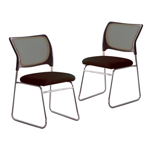 Moderner stapelbarer Gästestuhl mit Lordosenstütze und dickem Sitzkissen Ergonomisches Design für Wartezimmer oder Konferenz 2er Set Schwarze Stühle von Generisch