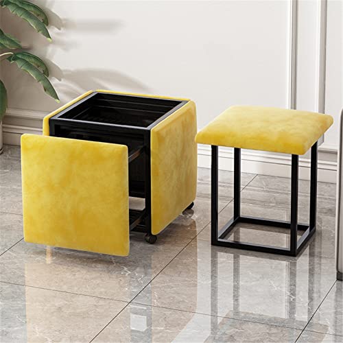 Moderner stapelbarer Sofa-Hocker, 5-in-1-Sitzwürfel mit Rollen und atmungsaktivem Wildleder, multifunktionale Ottomane, Bank für kreative Wohnzimmerdekoration, Gelb von Generisch