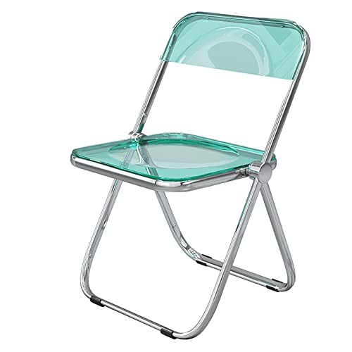 Moderner transparenter Klappstuhl aus Acryl mit Chromrahmen für Wohnzimmer oder Esszimmer, keine Installation erforderlich (Blau) von Generisch