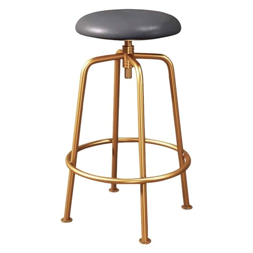 Moderner verstellbarer Barhocker mit Fußstütze, rückenfrei, PU-Leder-Sitz, Metallrahmen, Thekenhöhe, schwarz, 65 x 80 cm, perfekt für Küche oder Esszimmer von Generisch