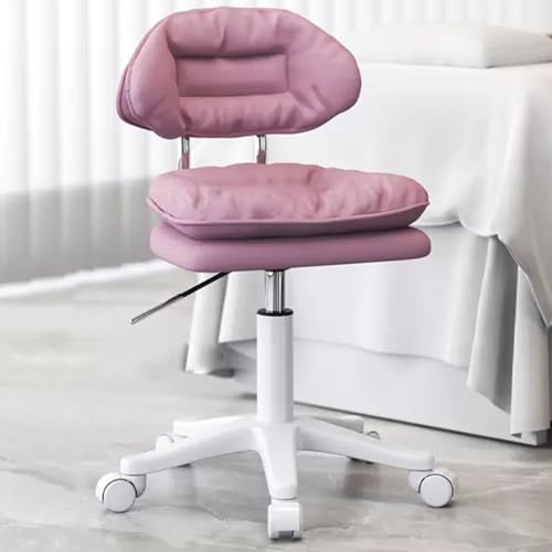 Moderner verstellbarer Drehstuhl mit Kunstledersitz, Pink & Weiß von Generisch
