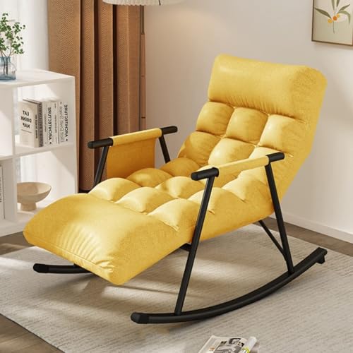 Moderner verstellbarer Schaukelstuhl für den Innenbereich, mit dicker Polsterung, für Erwachsene im Schlafzimmer oder Wohnzimmer, gelber Sessel zum Lesen und Entspannen in Lounge oder Balkon Moderner verstellbarer Schaukelstuhl für den Innenbereich, mit dicker Polsterung, für Erwachsene im Schlafzimmer oder Wohnzimmer, gelber Sessel zum Lesen und Entspannen in Lounge oder Balkon von Generisch